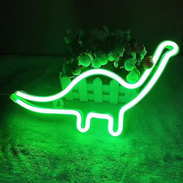 LED-neonskylt (grön) dinosaurieformad dekorationsljusskylt, väggdekor för jul, födelsedagsfest, barnrum, vardagsrum, bröllopsfestdekoration