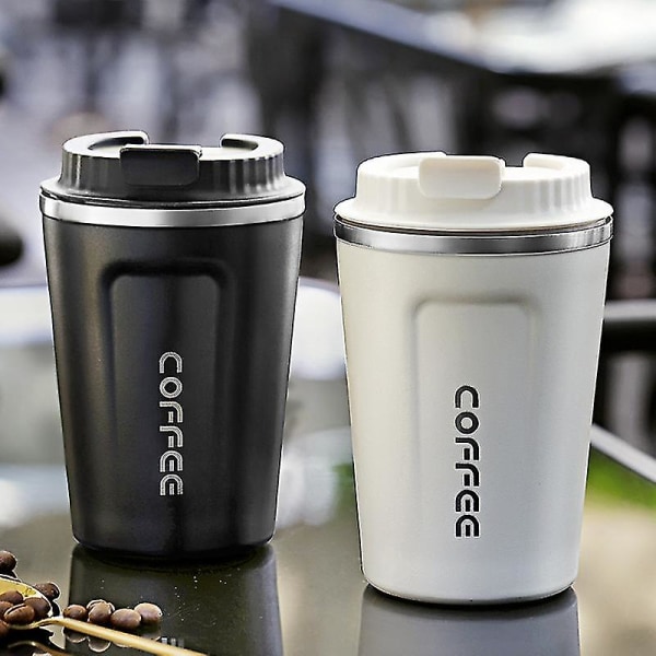 380/510 ml kaffekrus i rustfrit stål Lækagesikker termokande rejsevandflaske（510ML，Kaffefilter Hvid）