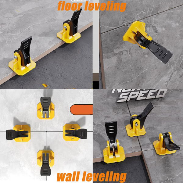 Tile Leveling System Kit Flisavstandsstykker Gjenbrukbare 20/50/100 stk Gulvavrettingsmasser, Flisinstallasjon Utjevningsverktøysett for vegg og gulv（100 stk）
