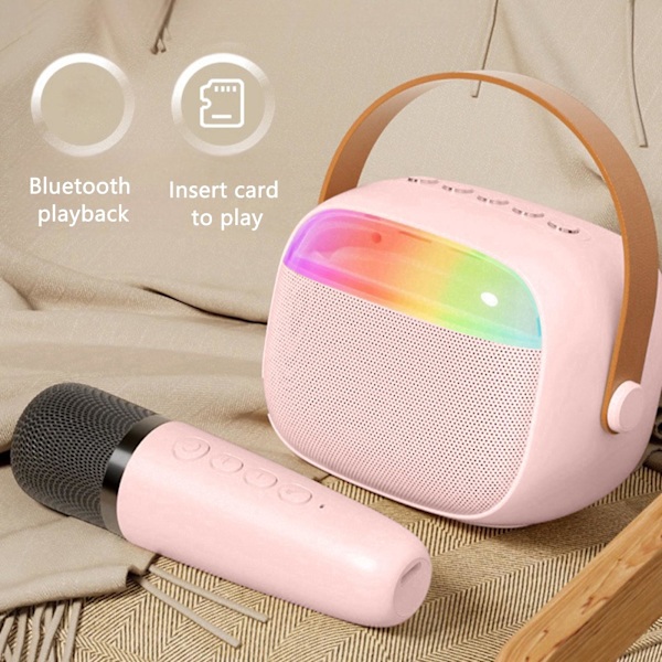 Hemkaraoke maskin bärbar Bluetooth 5.3 högtalarsystem med 1-2 trådlösa mikrofoner hemfamiljesång för barn