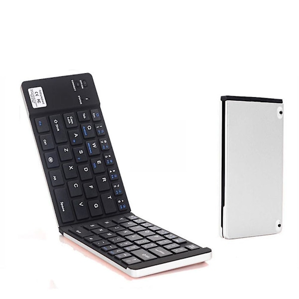 Dubbelt Vikbart Trådlöst Bluetooth-tangentbord, Mini Trådlöst Tangentbord Kompatibelt Med Ios Ipad, Android Tablet, Windows Pc, Etc.-silver