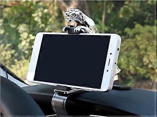 360 graders bilinstrumentbräda mobiltelefonhållare - Leopardmönster - Silver