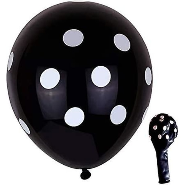 12 Tums Latex Ballonger i Blandade Färger med Polka Dot Mönster - Födelsedagsfest Dekorationer - Färgglada 100 st (Svart)