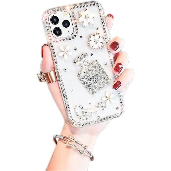 iPhone 13 Pro Max Skal Diamantfodral för Kvinna, 3D Glitter Glimmande Bling Fodral Lyxig Glansig Kristall Rhinestone Diamant Stötfångare Klar