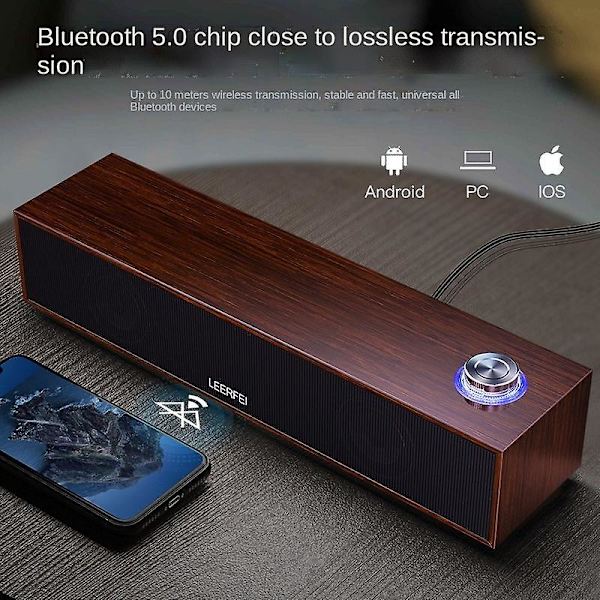 Datorhögtalare Hemma Skrivbord USB Trådbunden Skrivbord Liten Högtalare 350M Trä Hög Volym Bluetooth-högtalare