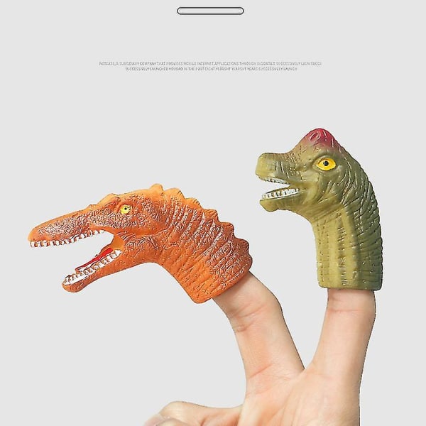 5 Stk Dinosaur Finger Dukker Til Børn, Gummi Dinosaur Hoved Finger Legetøj