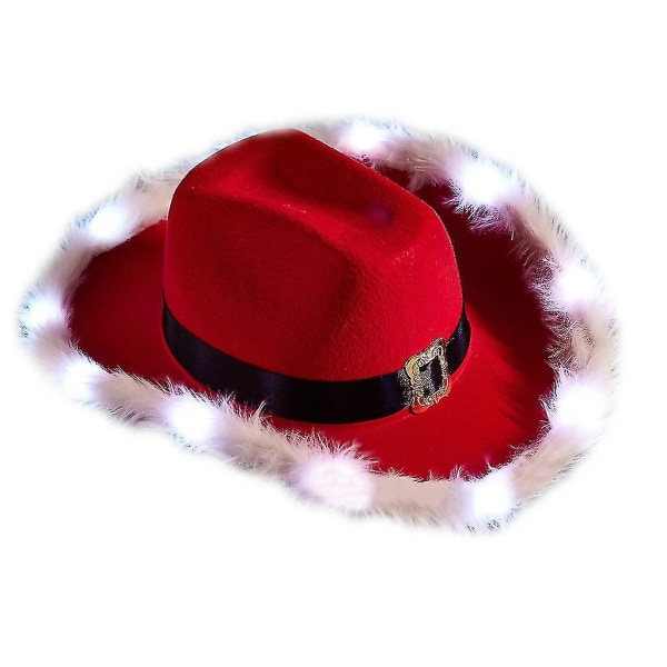 Led Brim Cowboy Hatt Med Led Brim Christmas Jazz Filt Hatt