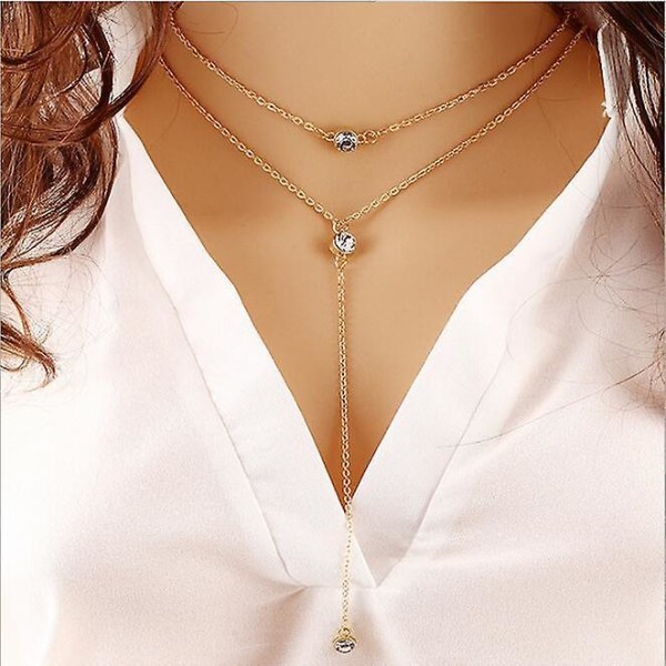 Enkelt hängsmycke flerlagers kedja halsband Charm kvinnor part tillbehör smycken