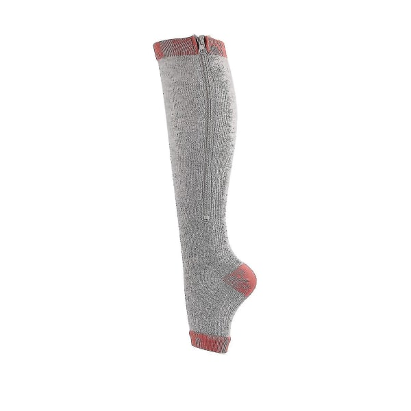 Kompressionsstrømper med lynlåsstrømper Vene elastiske sokker Sport Løbefodbold Et par sokker（hudfarve）