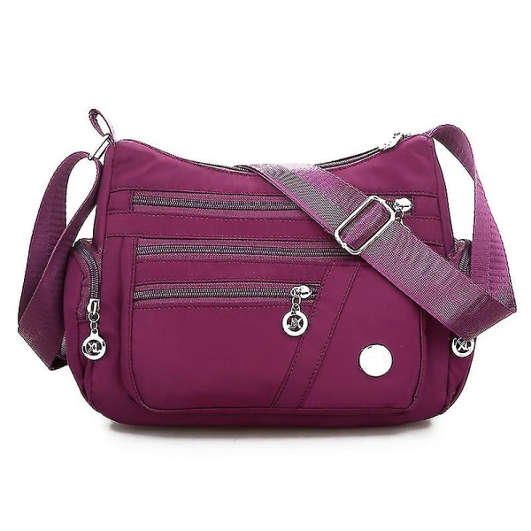 Naisten olkalaukut vedenpitävä laukku Messenger Bag Suuri tilavuus laukku Multi Pocket Crossbody Bag (violetti)