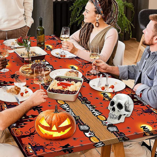 Halloween-Duk, Orange Läskig Pumpa Plast Rektangulär Halloween-Duk
