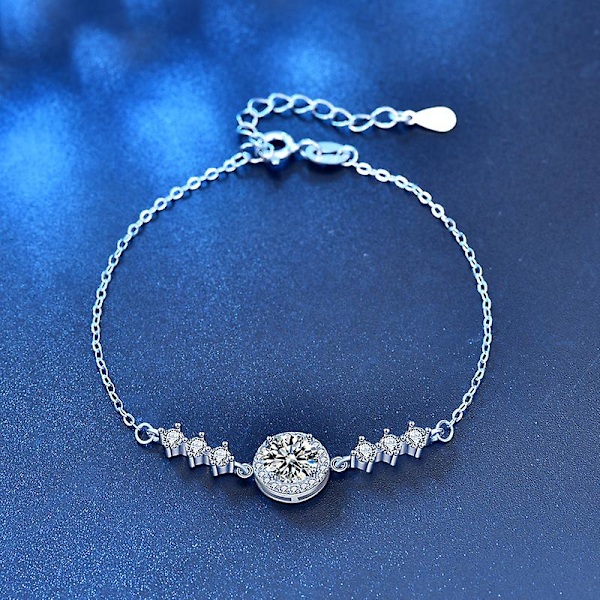 WABJTAMNy 925 sølvkjedeMoissanitt bryllupskjede armbånd for jenter klassisk smykker Gaver, turisme, selfie, gatefotografering Ny 925 sølvkjede