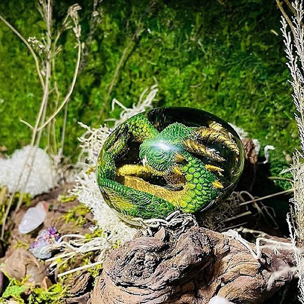 Lava Dragon Ägg Ornament, Kristallklart Hartsdrakägg, Handgjord Skulptur Eldfickdrak Souvenir