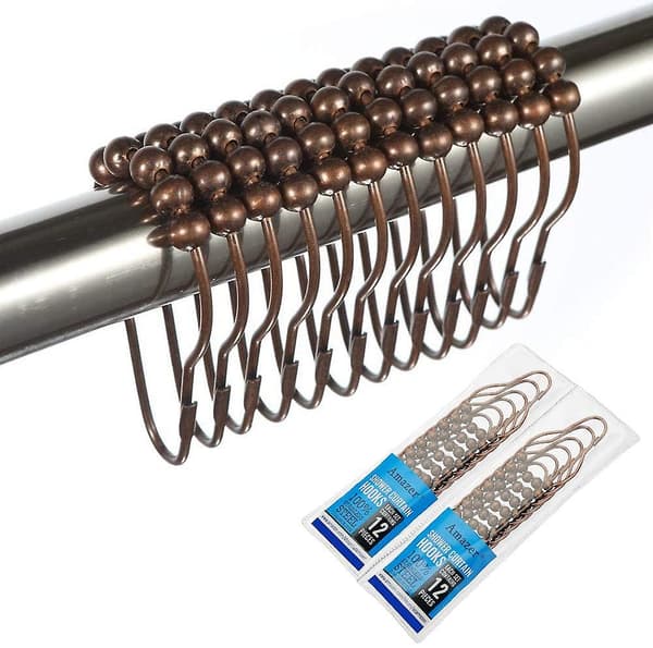 2-pack Duschdraperi Krokar Ringar, Rostfritt Stål Rostfria Duschdraperi Ringar Och Krokar - Set Om 24 - Brons