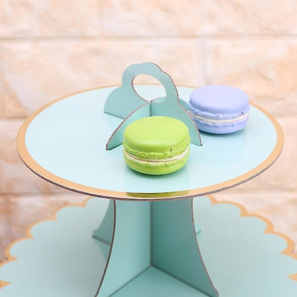 3-kerroksinen kakkuteline Cupcake-pahvi, lasten syntymäpäivän hääjuhlien koristelu, vihreä