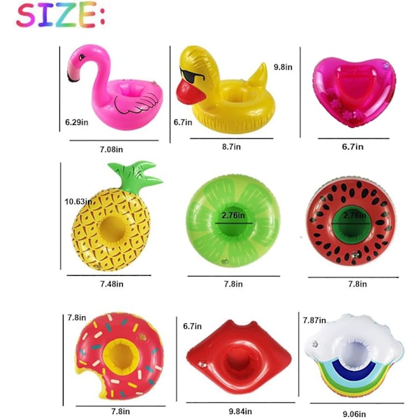 12-pack Uppblåsbara Dryckeshållare + 1 Uppblåsbar Nål + 1 Förvaringsväska - Dryckesflottar Uppblåsbara Koppsunderlägg för Barnleksaker och Poolparty (12-pack)