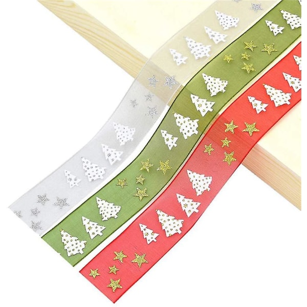 Hot Stämpling Wired Ribbon omslagsbälte för julgran semester
