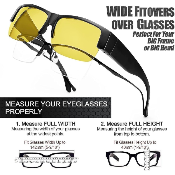 Night Driving Glasögon passar över glasögon, Hd Polarized Oversized omslagna Night Vision Glasögon för män och kvinnor