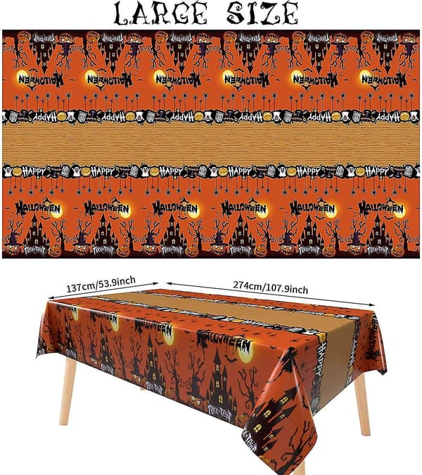 Halloween-Duk, Orange Läskig Pumpa Plast Rektangulär Halloween-Duk