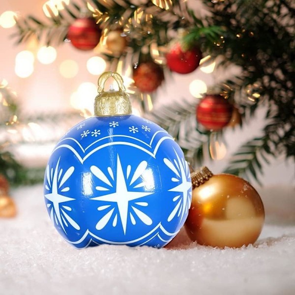 60cm Stor Julerkule Oppblåsbar Utendørs Dekorasjon PVC Oppblåsbare Julepynt God Jul Store Ferie Dekorative Kuler (F)