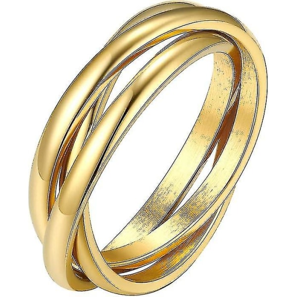 18k forgyldt sammenlåsende rullende fidget ring til angst til kvinder og mænd, rustfrit stål/trefarvet/regnbue/rosaguld/sort/guld stablet ring7