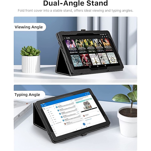 Fodral Passar Alla Nya Kindle Fire Hd 10 & 10 Plus-surfplattor (11:e generationen, 2021 års utgåva) 10,1 tum - Smalt Vikbart Stativskydd Med Automatisk Väckning/Sovläge, Bla