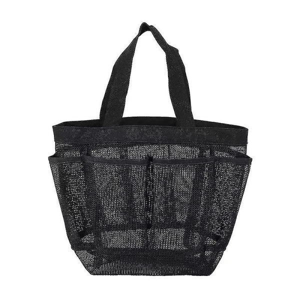 Portable Mesh dusj Baderom Basket Bag Quick Dry Pustende Caddy Tote Svart