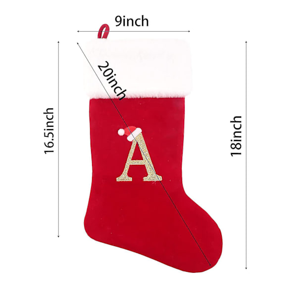 20 tum Super Mjuk Plysch Monogram Julstrumpa Jul Rustik Personlig Strumpa Broderad Bokstav Dekoration För Dekoration