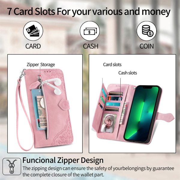 För iPhone14 Plus Phone case Skyddsfodral-plånbok typ brun