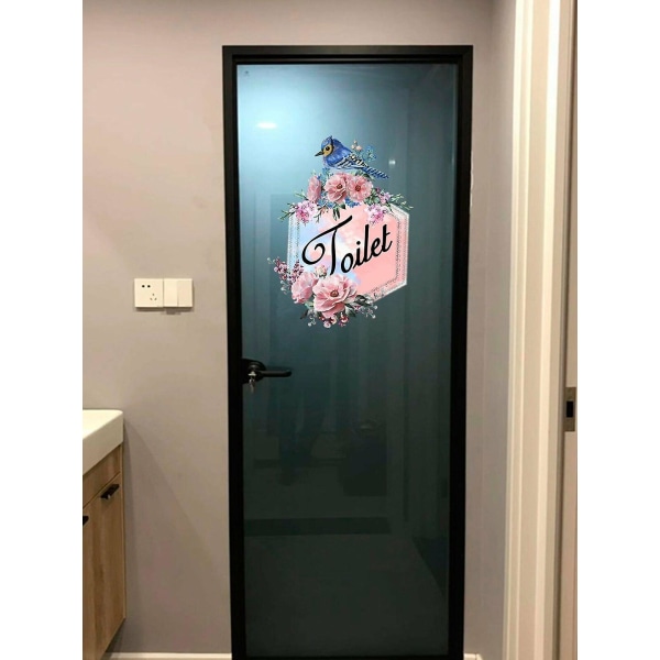 Kukka-aiheinen WC-oven tarra, irrotettava kuori ja liimaa seinätarra, tarra, 1 kpl