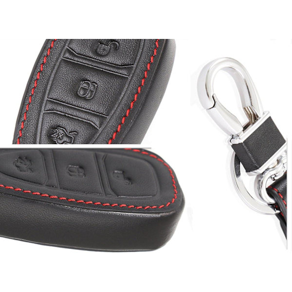 Läder Bilnyckel Fob Nyckelskydd Fodral Nyckelring För Ford Focus 3 Mk3 Mk4 Kuga Edge Mondeo Titanium 3 Knappar (svart)