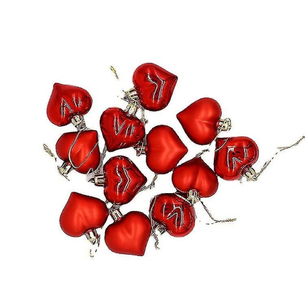 Juletræsguirlandedekorationer Dekorativ lille vedhæng Valentinsdagsgave 4,5 cm formet kærlighedshjerte farverig kugle（hjerteguld (12 stykker pr. æske)）