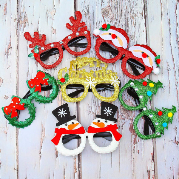 12-pak julefest glitterbriller Santa Snowman Antlers-briller（9PCS，9PCS）
