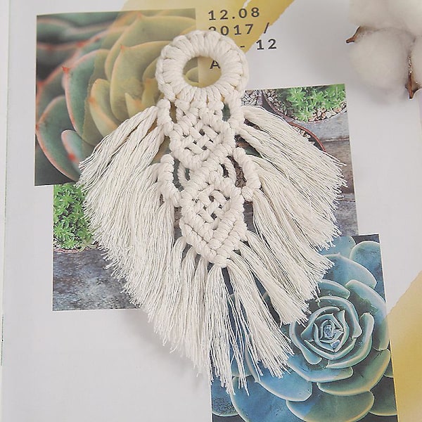 Makramee-ovenkahvan keinu, seinälle ripustettava koristeellinen värikäs boho-sisustukseen, juhlatarvikkeet, boho-koriste vauvakutsuihin, 17 cm