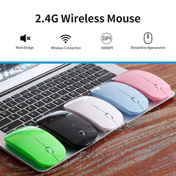 2,4 GHz Trådlös Mus Bärbar Ultratunn Tyst Mus 4 Tangenter Trådlös Optisk Mus 1600dpi För Dator Laptop Blå Blå