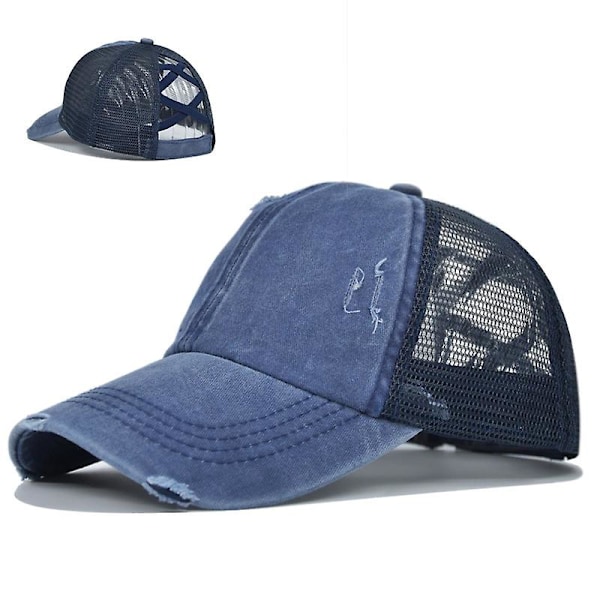 Stretch Cross Ponytail Hat Ripped Ponytail Hat Washed Cross Ponytail Mesh Hat Dame Fletning Hat