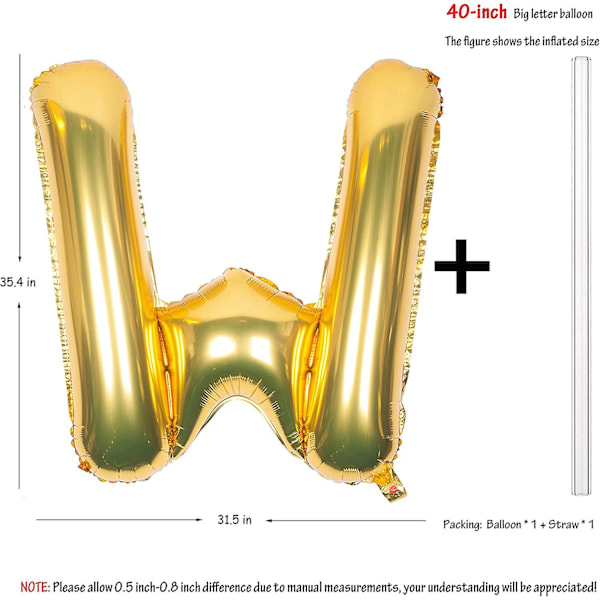 Bokstavsballonger 40 tum Jätte Jumbo Heliumfolie Mylar för Festdekorationer Guld H