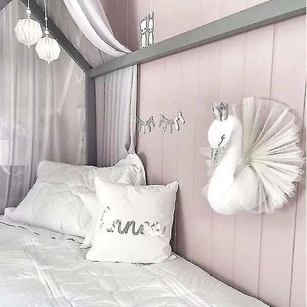 Baby Girl Room Decoration 3D Stuffed Animal Heads Elephant Swan Head Wall Hanging Decor For Nursery Children Bedroom Decoration