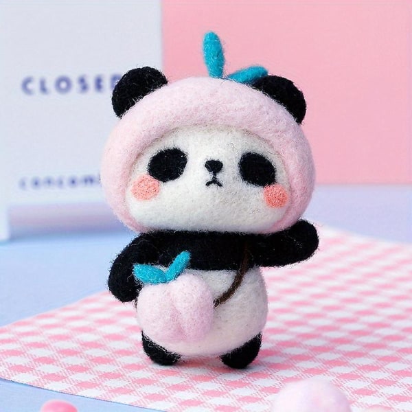Huovanukke Suloinen Panda Series Villahuopa käsintehdyt lahjanukkekoristeet – täydellinen luova lahja! (Tyyli1)