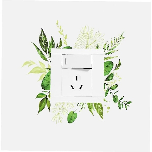 Grønt blad lysbryter klistremerke 2 stk. Flyttbar plante lysbryter dekor klistremerker Diy veggkunst klistremerker