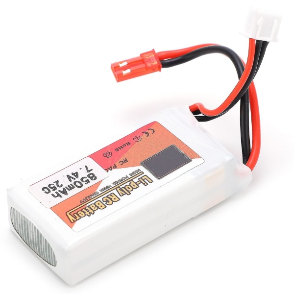 850mAh 25C LiPolymer Lipo uppladdningsbart batteri JST-kontakt - 7,4V för RC-bilar Båtar Helikopter