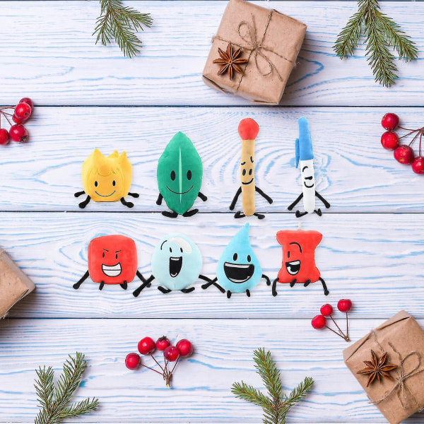 Battle For Dream Island Plysch, bfdi Flower Teardrop Firey Och Leafy Gosedjur För Pojke Och Flicka Present