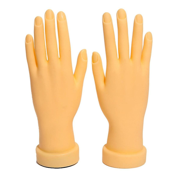 Flexibel träningshandmodell för övning, nagelsalong träningshandmodell kan sätta in nagelbitar för att bära handskar armband ring display undervisning (gul)(2p