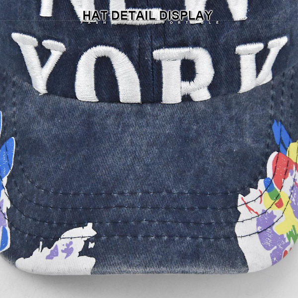New York Retro Tre-dimensionel Broderi Baseball Cap Patch Broderet Peaked Cap Vasket Og Lavet Gammel Lastbil Cap