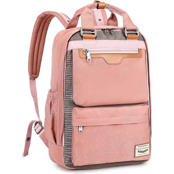 Ryggsäck Dam, 15,6 tums Laptop Ryggsäck Dator Ryggsäck Handväska Skolväska För Resor/företag/högskola/kvinnor/män/damer - Rosa