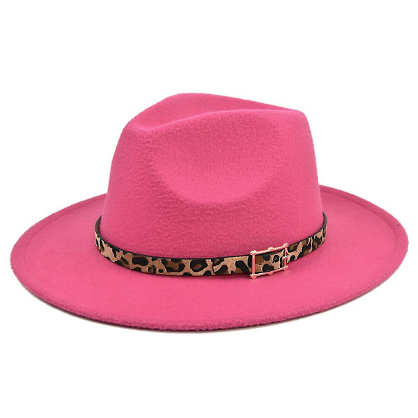 Ny stil leopard uld hat jazz hat retro sort uld jazz hat flad skygge stor skygge hat