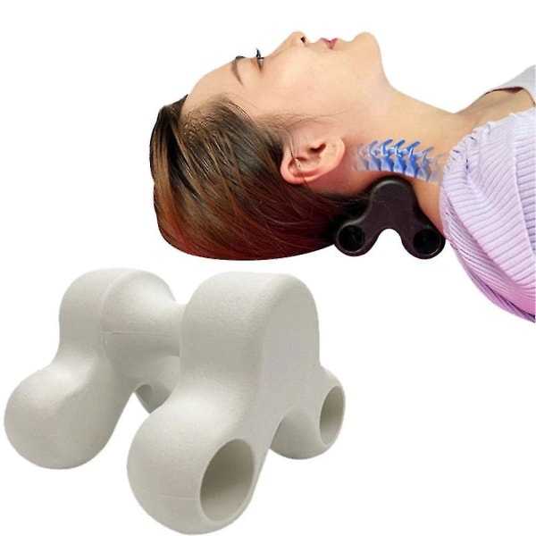 Smerter i nakke og skulder lindre smerter rygsøjlepude nakkestrækker helkropsmassage nakkeknoglestrækkermassage afslappende krop（Sort）