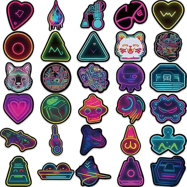 60 stk tegneserie neonlys graffiti klistremerke bil gitar koffert album bærbar pc klistremerke