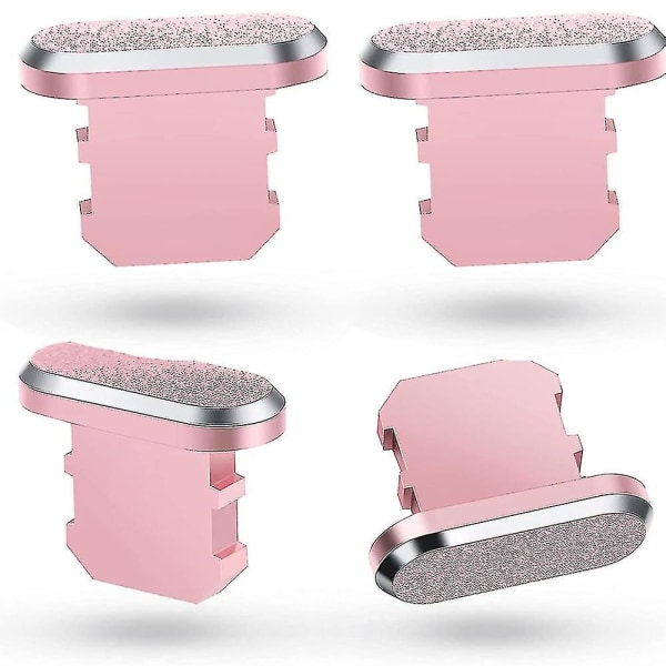 4 stk antistøvplugger som er kompatible med Iphone, beskytter ladedekselet (rosa)