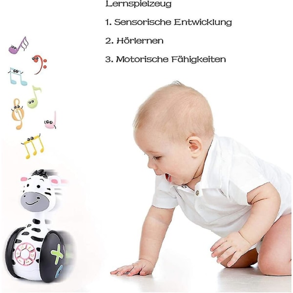 Baby Toy Zebra Tumbler Toy - Musikalisk leksak för barn med LED-ljus Jubilerande present